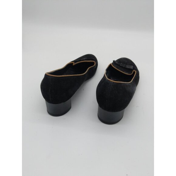 LOUIS VUITTON Womens Pump SZ 35 Leather Suede Kitten Block Heel Black Round Toe - Picture 7 of 14